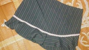 Cute pinstripe ruffle-hem miniskirt